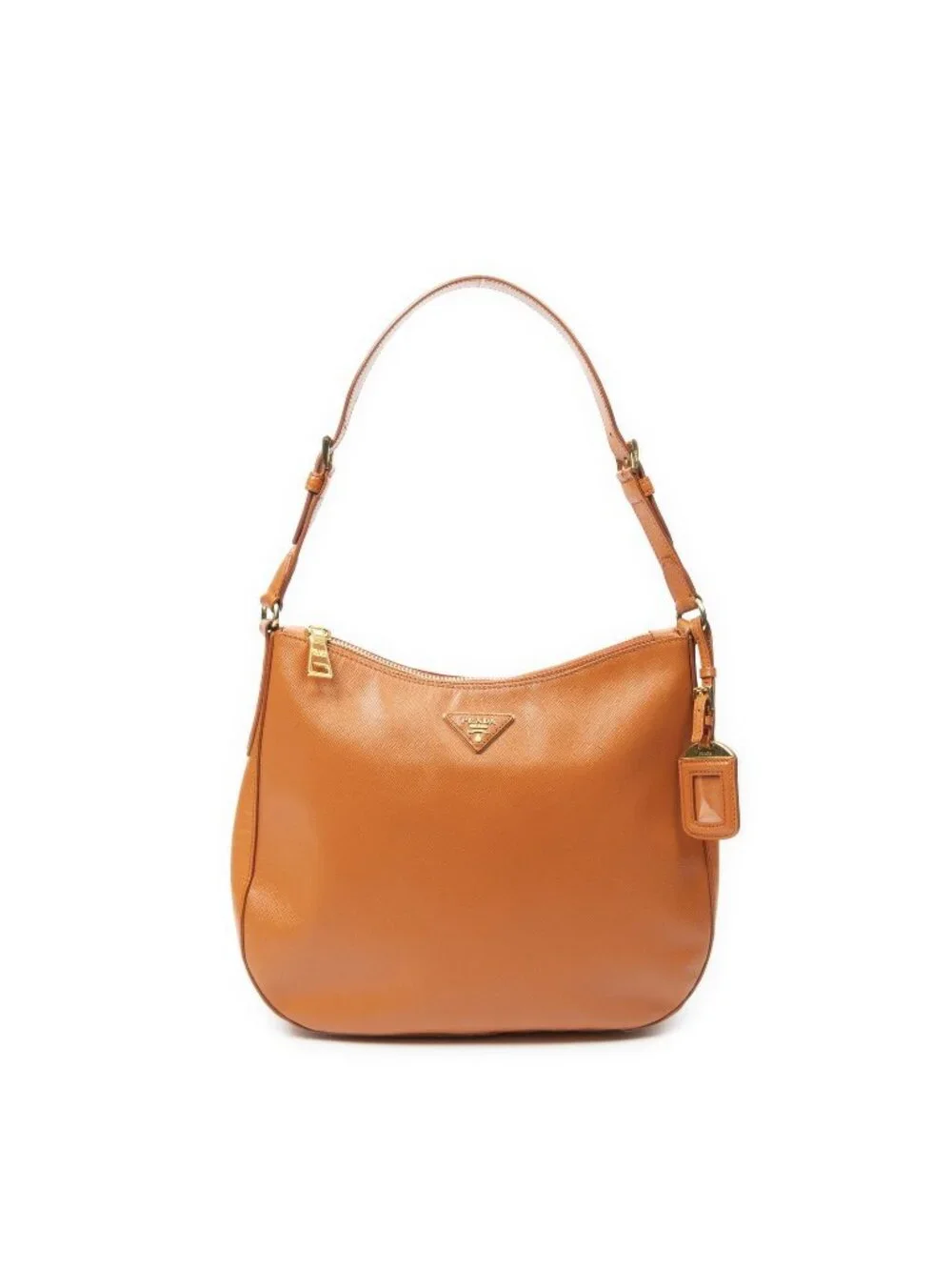 Prada Zip Hobo Orange Saffiano Leather
